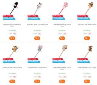 Stokpaard met Geluid (diverse soorten) voor €7,50 bij Lobbes