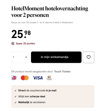 Hotelmoment ( fletcher) 2 personen vanaf 39,48 euro