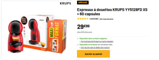 Cafetière à dosettes KRUPS YY5129FD XS + 60 capsules à 29,99€