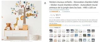 Stickers muraux enfants, décoration chambre bébé à 11,13€