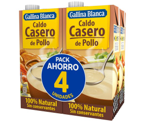 4 Litros GALLINA BLANCA Caldo Casero de Pollo 100% Natural por solo 4,49€
