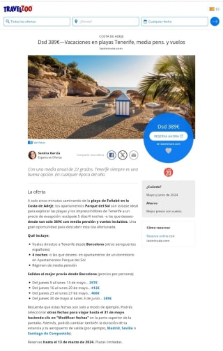 Playas Tenerife 5 dias con media pensión + Vuelos desde 389€.