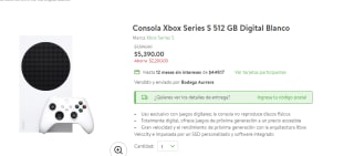 Consola Xbox Series S 512 GB Digital por $4899