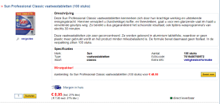Sun Professional Classic vaatwastabletten 6x 100 stuks voor €48,58 bij 123Inkt.nl