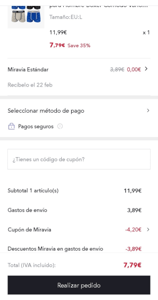 Pack de 4 KAPPA Calzoncillos de Algodón para Hombre por 7,79€.