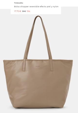 Bolso shopper reversible efecto piel y nylon Tintoretto por 17.7€