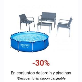 -30% en Cupón Canjeable en Conjuntos de Jardín y Piscinas.