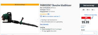 Parkside Benzine Bladblazer 1600 W voor €99 in de Lidl webshop