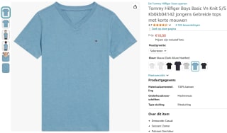 Tommy Hilfiger blauwe v-hals T-shirt voor €10 bij Amazon