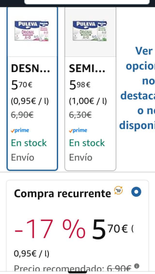 Leche Puleva Original Desnatada con Vitaminas A y D Brik 1L Caja 6 Litros por 5,82€