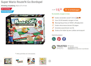 Super Mario Route'N Go Bordspel voor €15 bij Lobbes