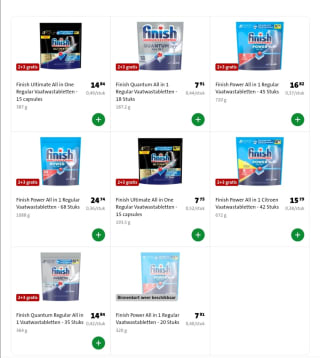 Finish vaatwastablettenAlle soorten5 pakken2+3 gratis bij Jumbo