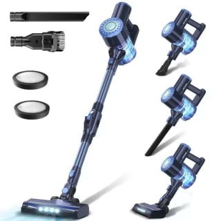 PRETTYCARE Aspiradora Escoba sin Cable W200, 20kPa, 30 minutos con Indicación de Potencia, 4 en 1, Inalámbrica por 72,99€