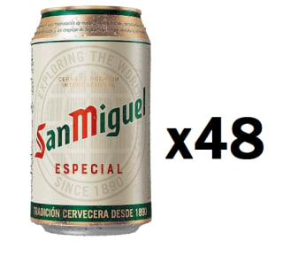2 Packs de 24 latass de SAN MIGUEL Cerveza rubia especial de 33cl por 16.45€