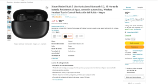 Xiaomi Redmi Buds 3 Lite Auriculares Bluetooth 5.2 por solo 16,60€