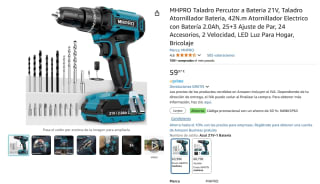 Taladro Percutor a Bateria 21V, 25+3 Ajuste de Par, 24 Accesorios por 29,98€