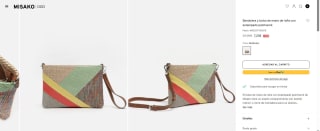 Bandolera y bolso de mano de rafia con estampado patchwork por por 7,20€