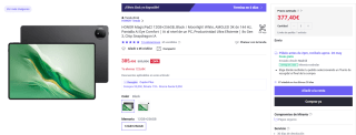 HONOR MagicPad2 12GB+256GB, AMOLED 3K de 144 Hz, Pantalla AI Eye Comfort por 377,40€