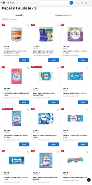 3×2 y más Ofertas en Celulosa en Carrefour.