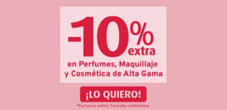 10% en Perfume, crema y maquillajes, y 8% en productos de bebe