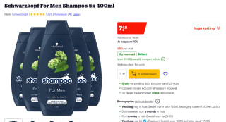 5x Schwarzkopf for men shampoo (400 ml) voor €7,48 bij Bol.com