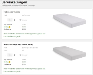 1+1 gratis op hoeslakens, moltons en kussens bij Beter Bed