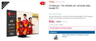 Televisor QLED 65" TCL 65C845 VA FALD Mini-LED, 576 zonas 144Hz por 889€