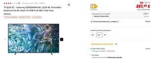 TV QLED 65" Samsung TQ65Q64DAUXXC, QLED 4K, Procesador Quantum Lite 4K por 548,25€