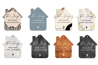 Personaliseerbaar huisnummerbord vanaf 13x15cm (Huisjesvorm in verschillende stylen) vanaf slechts €14,38 incl. verzendkosten!