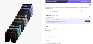 Don Algodon Pack 12 Boxers por 26,50€ (cuenta nueva por 15,90€ APP)