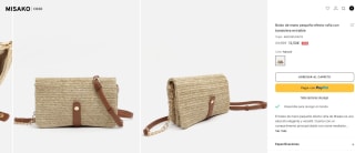 Bolso de mano pequeño efecto rafia con bandolera extraíble por 12,50€