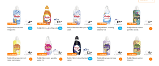1+1 gratis op Robijn wasmiddel/wasverzachter + gratis Sun Briljant Shine + vaatwastabletten bij de AH