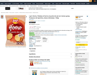 8 Lay's Horno Patatas al horno al punto de sal con menos grasa 150gr Unidad por solo 8,53€