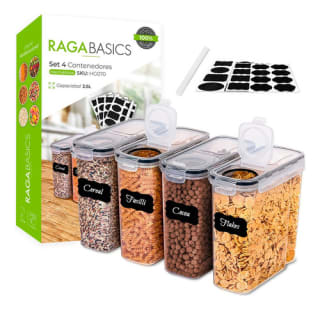 4 Contenedores Herméticos Cereal Multifunción Topper 2.5L por $199 en Mercado Libre