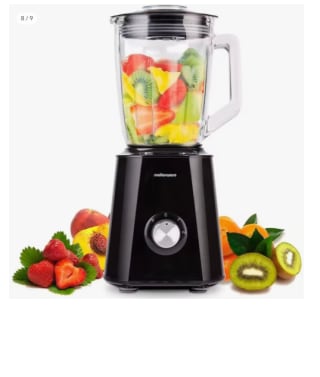 Mellerware - Batidora de vaso eléctrica 1500W. Jarra cristal 1,5L, 6 cuchillas por 30.35€ (Cuenta Nueva 18.35€)