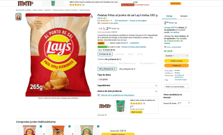 Patatas fritas al punto de sal Lay's bolsa 265g por solo 1,87€