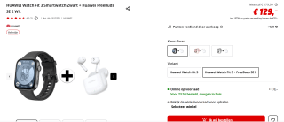 HUAWEI Watch Fit 3 Smartwatch + Huawei FreeBuds SE 2 voor €129 bij de Mediamarkt
