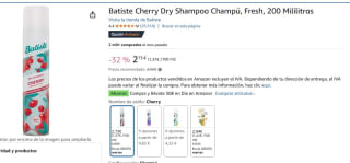 Batiste Cherry Dry Shampoo Champú, Fresh, 200 ml por 2,73€