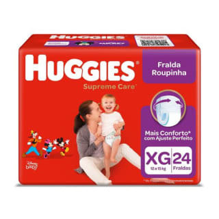 Fralda da Huggies Supreme Care, tamanho XG com 24 unidades - R$ 32,99