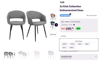 2x Kick Collection Eetkamerstoel Dean voor €159,95 bij iBOOD
