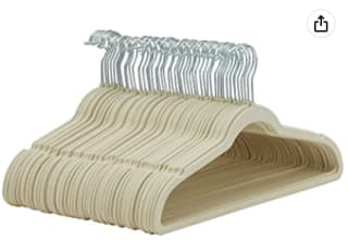 Perchas de terciopelo para trajes - Paquete de 50, Marfil por 10,03€