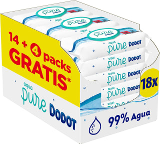 Dodot Toallitas Aqua Pure para Bebé, 99% Agua, 864 Toallitas, 18 Paquetes por solo 22,18€