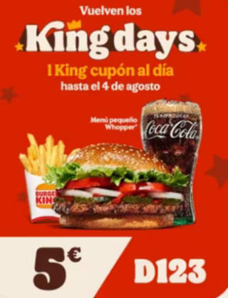 Menú Whoper en Burguer King por solo 5€