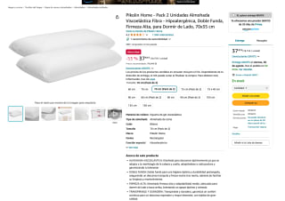 Pack 2 Unidades Almohada Viscoelástica Fibra Pikolin Home Hipoalergénica 70x35cm por solo 37,49€