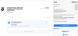 Samsung Lavadora Estándar Clasificación Energética A Serie 53 9kg Blanco WW90T534DAE por 350,55€