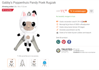 Gabby's Poppenhuis Pandy Poek Rugzak voor €11,99 bij Lobbes