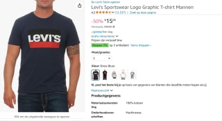 Levi Tshirt voor €15 bij Amazon