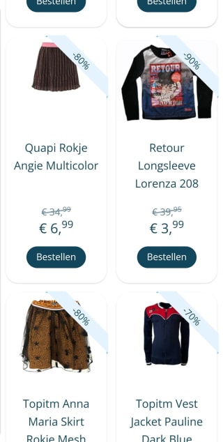 Alle outlet 70% tot 90% korting