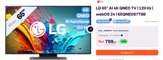 LG 65QNED87T6B - 65 inch - 4K QNED - 2024 voor €799 bij Ibood