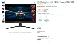 Monitor MSI Gamer G2412 23.8" por $2,547 en Amazon